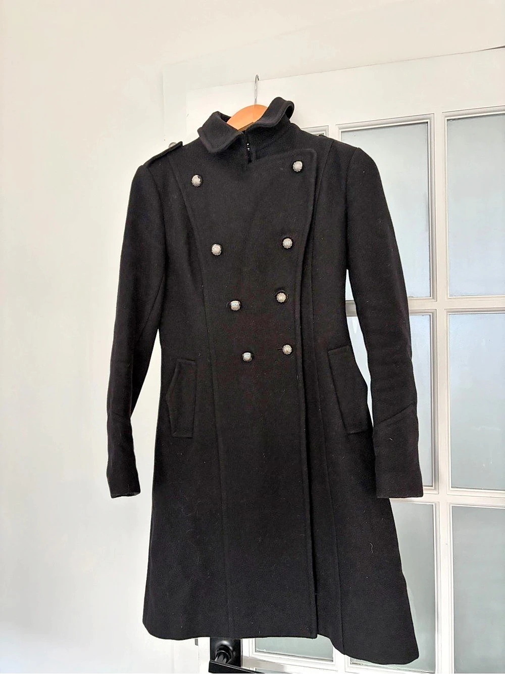 Community Black Wool Blend Pea Coat Size Small